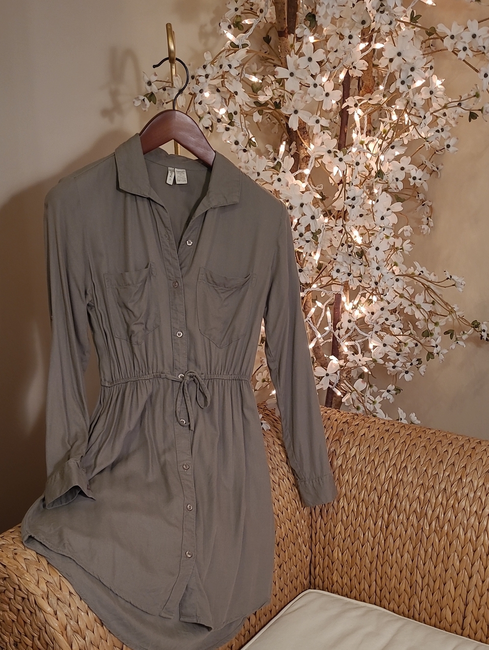 Olive Green Button Down Dress